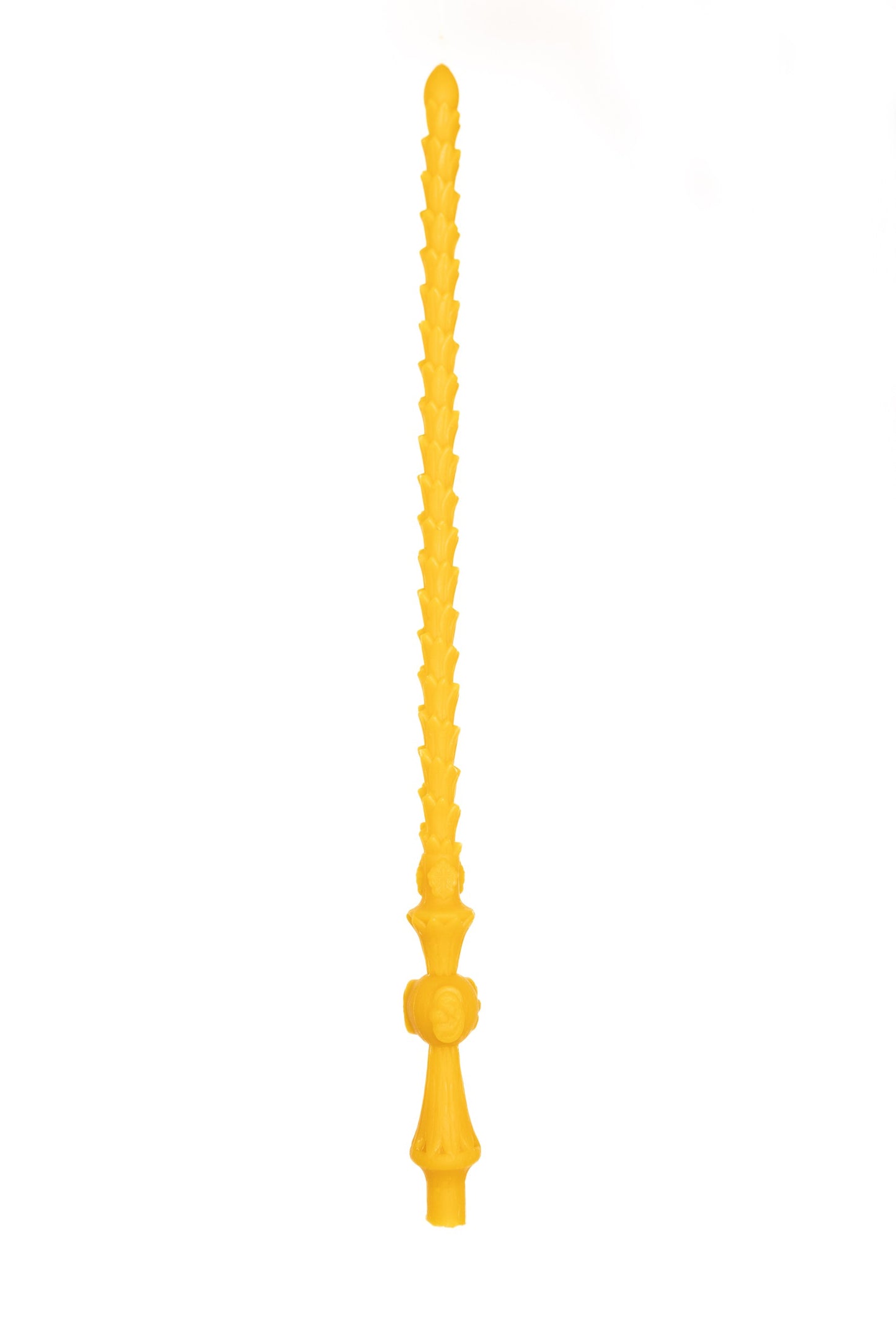 1 pc Long Ritual Candle with Handle – 60 cm – Pure Beeswax, 50h Burning Time, Saint Motifs – Handmade