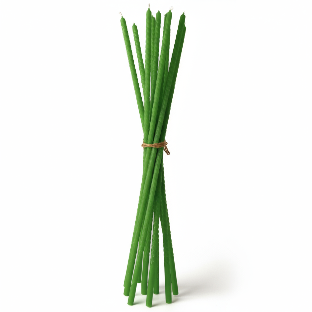 Bischofskerzen 80 cm Großhandel | Prozessionskerzen aus 100% Bienenwachs – handgemachte Altarkerzen in Gelb, Grün, Rot (10er-Set)