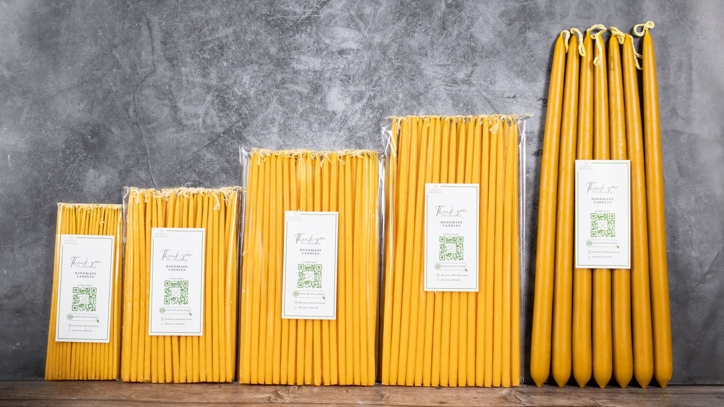 Griechische Bienenwachskerzen Nr. 1 – 23 cm | Handgefertigt | Rauchfrei I 1 Kg (ca 125 Stk)