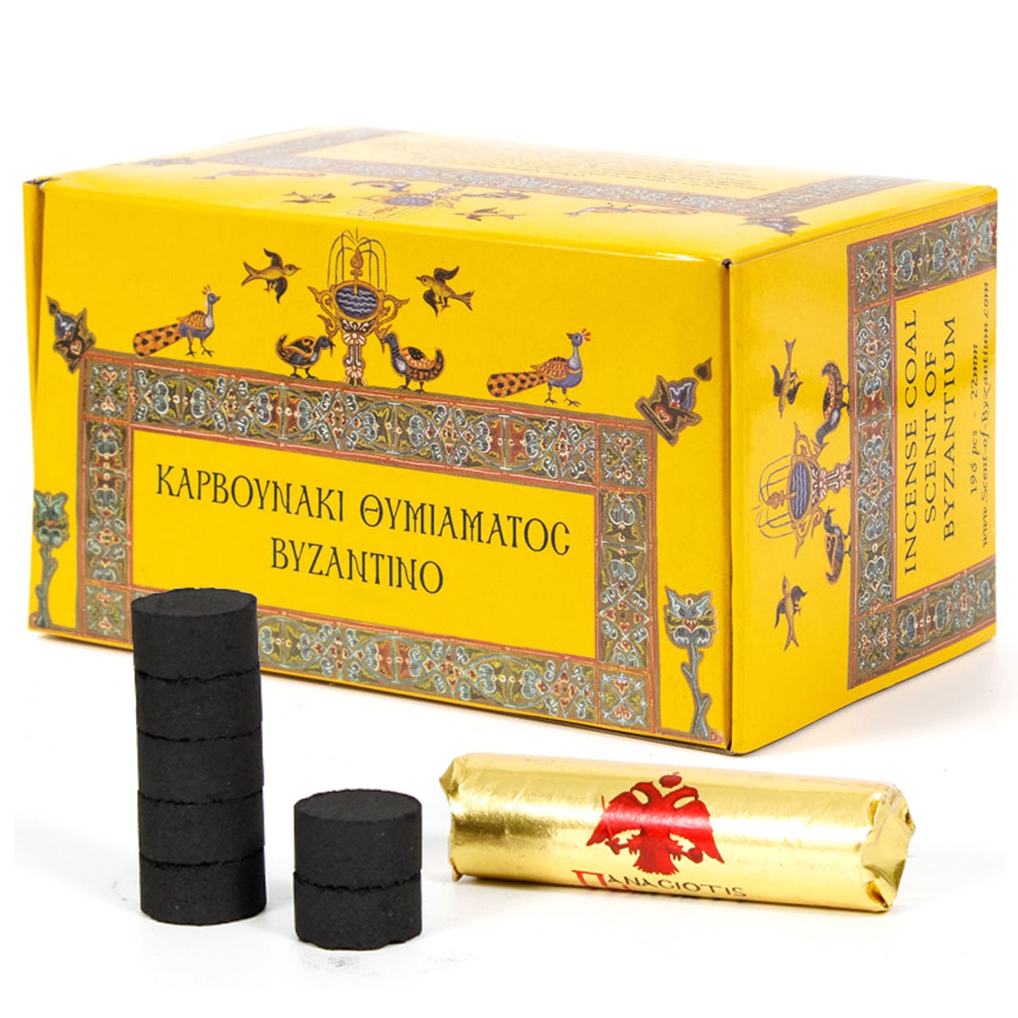 Greek smoking charcoal, quick-igniting I ecological &amp; smokeless I 22 mm, 27 mm, 35 mm, 40 mm