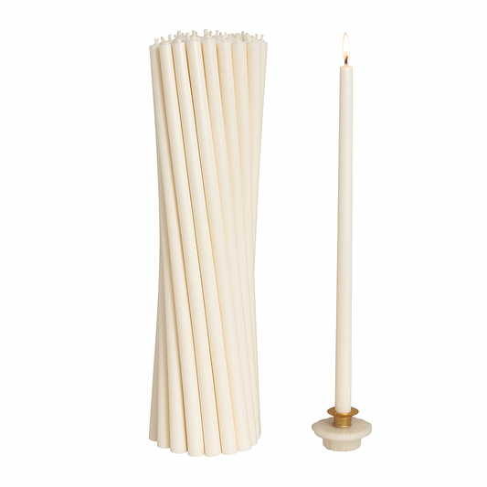18 pieces - 1 kg white beeswax candles - 39 cm, Ø 15 mm, burning time 4 hours