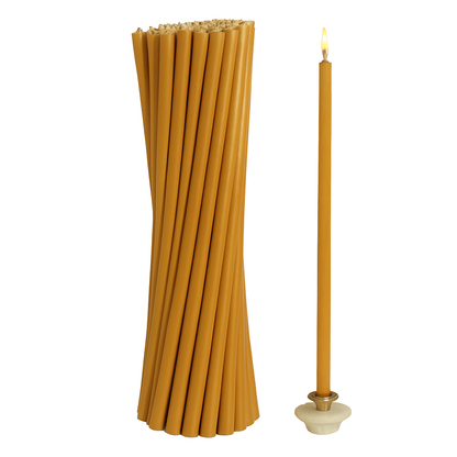 18 pieces - 1 kg natural beeswax candles - 39 cm, Ø 15 mm, burning time 4 hours