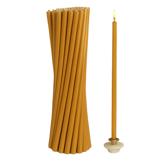 18 pieces - 1 kg natural beeswax candles - 39 cm, Ø 15 mm, burning time 4 hours