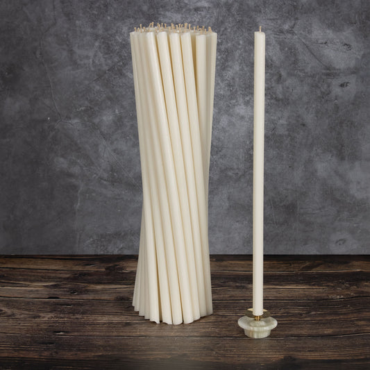 18 Stück- 1 Kg Weiße Bienenwachskerzen – 39 cm, Ø 15 mm, Brenndauer 4 Stunden