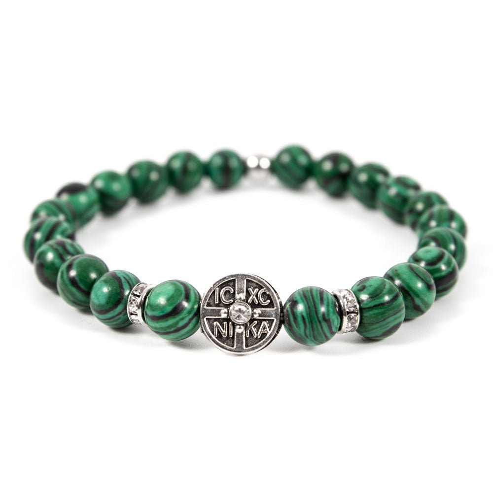 Handgefertigte Armbänder aus Natursteinen mit IC XC NIKA-Motiv –  Steintyp zur Auswahl