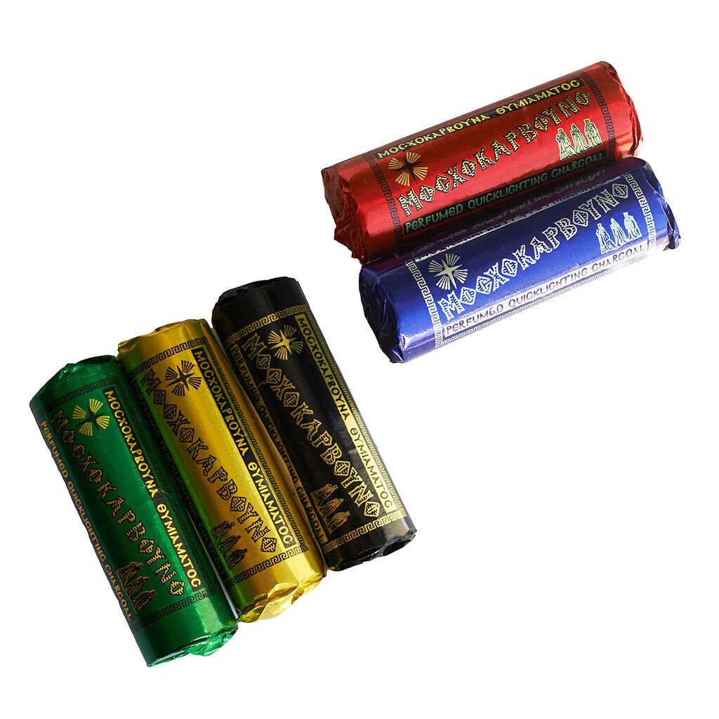 Aromatic Greek quick-ignition charcoal for incense &amp; incense, Ø 27 mm, 30 tablets in a set